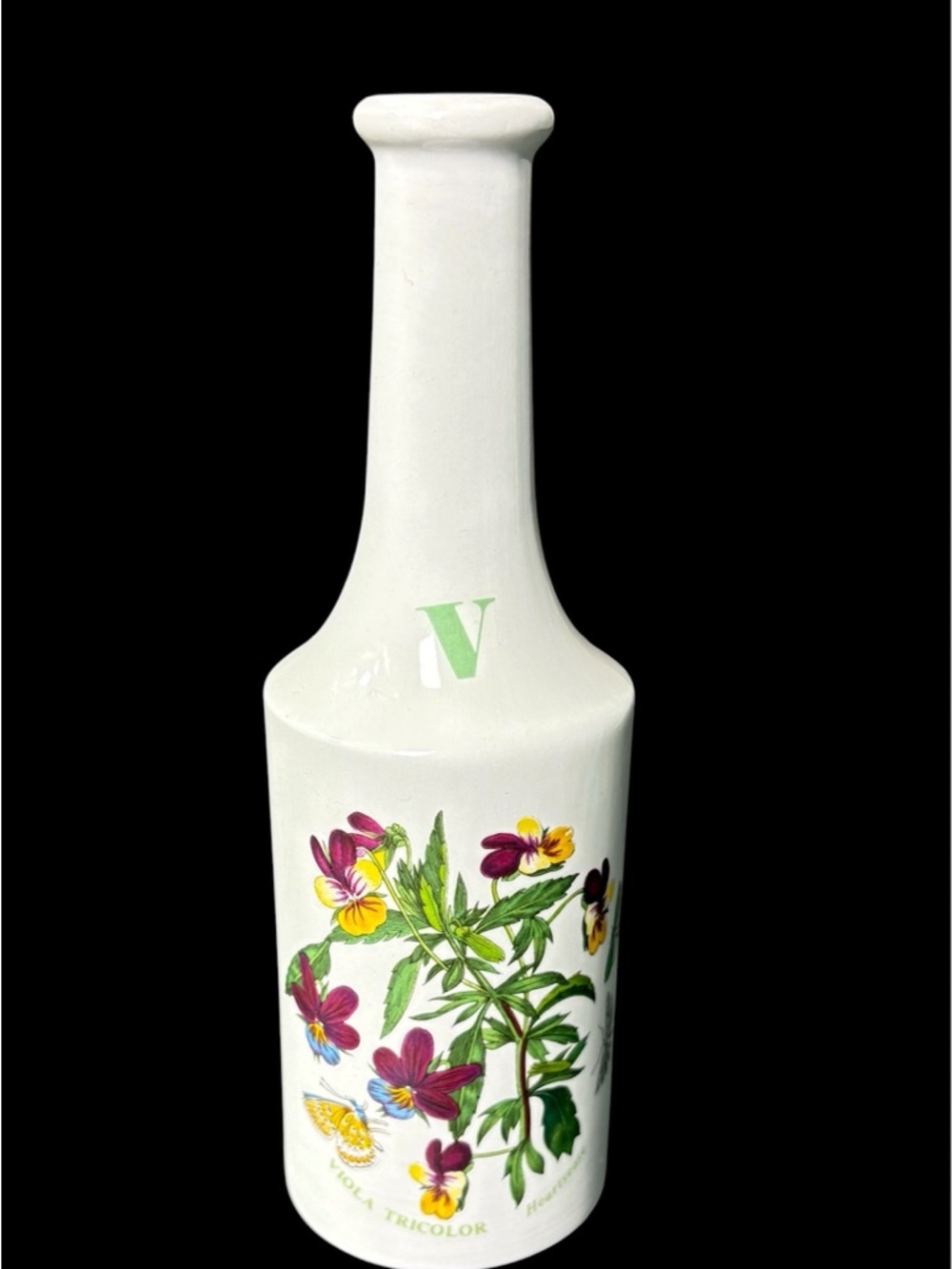 Portmeirion Botanic Garden Pansy Vase Bottle England